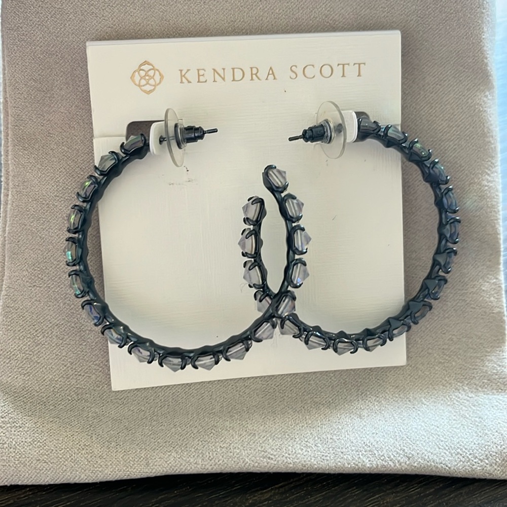 EUC Kendra Scott Navy dichroic glass hoop earrings